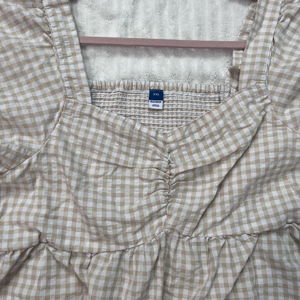 Old Navy Beige Checkered Top